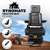 RYNOMATE Adjustable Suspension Seat with Foldable Armrest for Heavy Machinery (Black) RNM-TS-100-YF