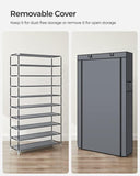 SONGMICS 10-Tier Shoe Rack Storage Cabinet with Dustproof Cover Gray RXJ36G01