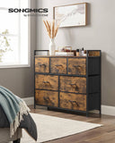 SONGMICS Dresser for Bedroom Chest of Drawers Rustic Brown and Black LTS137B01