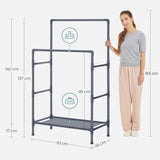 SONGMICS Metal Clothes Rack with 2 Rails Grey RDR001G02