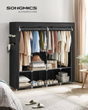 SONGMICS Clothes Wardrobe Portable Closet with Cover and 4 Hanging Rods Black RYG094B02