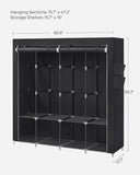 SONGMICS Clothes Wardrobe Portable Closet with Cover and 4 Hanging Rods Black RYG094B02