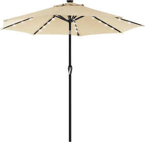 SONGMICS 3m Solar Lighted Outdoor Patio Umbrella Beige