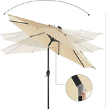 SONGMICS 3m Solar Lighted Outdoor Patio Umbrella Beige