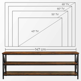 VASAGLE TV Shelf TV Cabinet Lowboard for TVs up to 65 inches Vintage Brown/Black LTV100B01