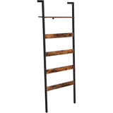 VASAGLE Blanket Ladder Wall-Leaning Rack with Storage Shelf Rustic Brown and Black LLS012B01