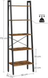 VASAGLE Ladder Shelf 5-Tier Rustic Brown LLS45X