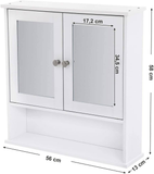 VASAGLE Wall Cabinet with 2 Mirror Doors White LHC002