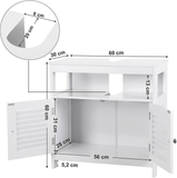 VASAGLE Under Sink Cabinet with 2 Doors Open Compartment White BBC02WT