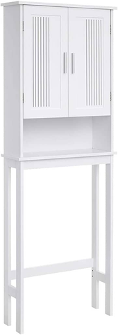 VASAGLE Toilet Shelf with Shelf and Double Doors White BBC10WT