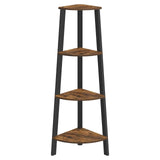 VASAGLE Corner Shelf 4-Tier Industrial Storage Rack Rustic Brown and Black