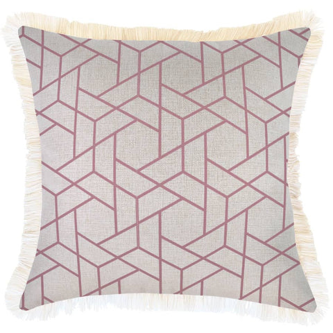 Cushion Cover-Coastal Fringe-Milan Rose-45cm x 45cm