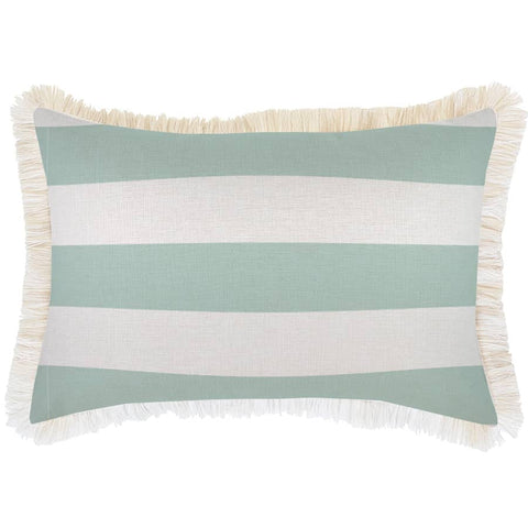Cushion Cover-Coastal Fringe-Deck-Stripe-Mint-35cm x 50cm