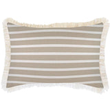 Cushion Cover-Coastal Fringe Natural-Hampton Stripe Beige-35cm x 50cm