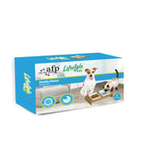 2x200ml Pet Double Dinner Ceramic Bowl - Elevated Wood Base Dog Cat Feeder