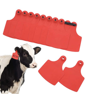 100x Cattle Ear Tags Set - 7.5x10cm XL Red Blank Pig Cow Sheep Livestock Label