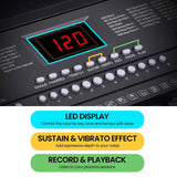 Karrera 61-key Electronic Led Keyboard 75cm Portable Piano In Black With Microphone Input, Headphone Output, 255 Timbres & Rhythms