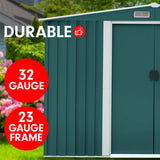 Wallaroo Garden Shed Spire Roof 6ft x 8ft Outdoor Storage Shelter - Green