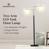 Sarantino LED Metal Floor Lamp with 2 Lights in Brushed Gold and Black Finish