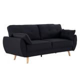 Sarantino 3 Seater Modular Linen Fabric Sofa Bed Couch Futon Suite - Black