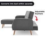 Sarantino 3-Seater Corner Sofa Bed with Chaise Lounge - Dark Grey