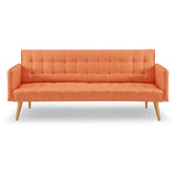 Sarantino 3 Seater Modular Linen Fabric Sofa Bed Couch Armrest Orange