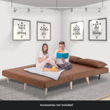 Sarantino 2-Seater Adjustable Sofa Bed Lounge Faux Linen - Brown