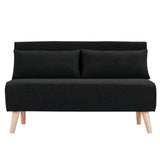 Sarantino 2-Seater Adjustable Sofa Bed Lounge Faux Velvet - Black