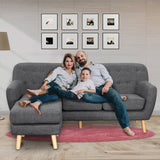 Sarantino Linen Corner Wooden Sofa Couch Lounge L-shaped with Chaise - Dark Grey