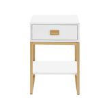 Sarantino Alessia Bedside Table In White/gold
