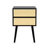 Sarantino Ivan Bedside Table Night Stand - Black/natural