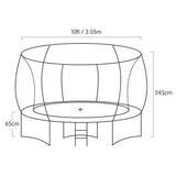 Kahuna 10ft Trampoline Free Ladder Spring Mat Net Safety Pad Cover Round - Orange