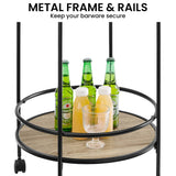 Sarantino Reno Mini Bar Cart Caddy - Grey Oak