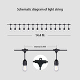15M Plug Festoon String Lights Kits Globe Outdoor Christmas Party Garden