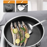 304 Stainless Steel Frying Pan Non-Stick Cooking Frypan Cookware 30cm Honeycomb Single Sided without lid