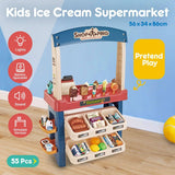 Kids Supermarket Ice Cream Cart Shop Dessert Food Pretend Role Play Set Toy Gift