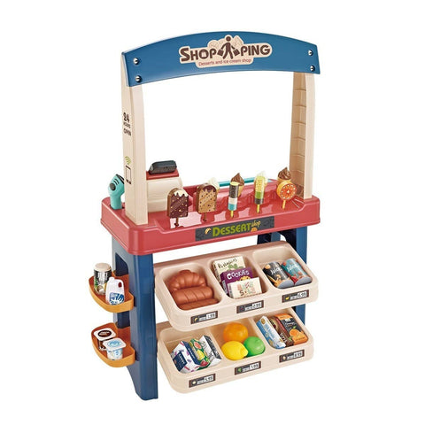 Kids Supermarket Ice Cream Cart Shop Dessert Food Pretend Role Play Set Toy Gift