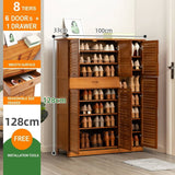 Multi Tier Bamboo Large Capacity Storage Shelf Shoe Rack Cabinet 4/6 Doors + 1 Drawer