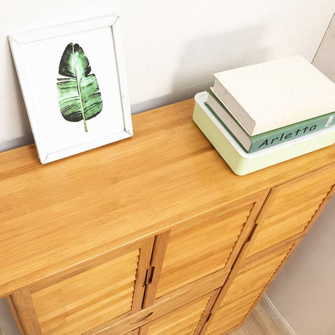 Multi Tier Bamboo Large Capacity Storage Shelf Shoe Rack Cabinet 4/6 Doors + 1 Drawer