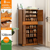 Multi Tier Bamboo Large Capacity Storage Shelf Shoe Rack Cabinet 4/6 Doors + 1 Drawer