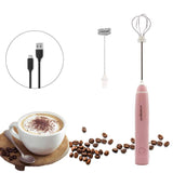 USB Charging Electric Egg Beater Milk Frother Handheld Drink Coffee Foamer AU with 2 Stainless Steel Whisks