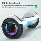 JD-S660 8" Hoverboard with Bluetooth Speaker and LED Lights Self Balancing Electric Hover Board Craft Skateboard Scooter Transporter BLUE