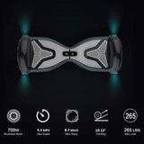 TOMOLOO 6.5" Hoverboard with Bluetooth Speaker and LED Lights Self Balancing Electric Scooter Hover board Skateboard UL2272 White