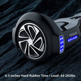 TOMOLOO 6.5" Hoverboard with Bluetooth Speaker and LED Lights Self Balancing Electric Scooter Hover board Skateboard UL2272 White