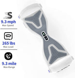 TOMOLOO 6.5" Hoverboard with Bluetooth Speaker and LED Lights Self Balancing Electric Scooter Hover board Skateboard UL2272 White