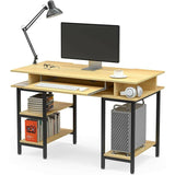Book Storage Computer Table Desk  Student Study Home Office Workstation with Bookshelf