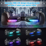 TOMOLOO V3 8.5" Hoverboard with Bluetooth Speaker and LED Lights Self Balancing Electric Hover Board Craft Skateboard Scooter BLACK