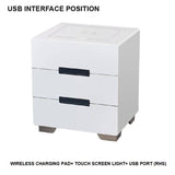 Smart Bedside Tables Side 3 Drawers Wireless Charging USB Right Hand Nightstand LED Light AU