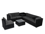 Darrahopens Furniture > Outdoor 8PCS Outdoor Furniture Modular Lounge Sofa Lizard - Black