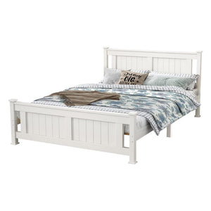 Double Solid Pine Timber Bed Frame – White